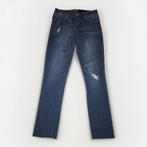 Wit & Wisdom Womens Distressed Ankle Jeans Stretch Size 6 Blue Raw Hem 29x27